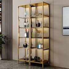 Prisma Single Gold Glass Curio Cabinet