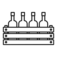 Wood Box Wine Bottle Icon Outline Wood