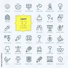 Outline Icon Set Vector Thin Line