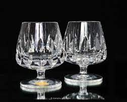2x Heavy Crystal Cognac Glasses Brandy