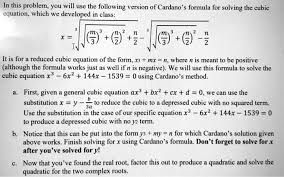 Formula For Solving The Cubic Equation