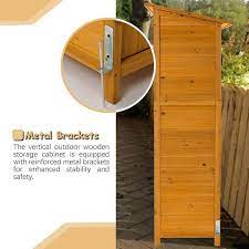 55 10 In W X 20 In D X 63 80 In H Natural Wood Outdoor Storage Cabinet With Double Lockable Doors