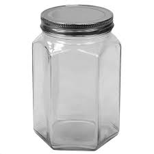 Clear Hexagon Glass Canister Hdc64698