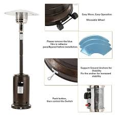 48000btu Patio Heater Standing 87 In Propane Gas Heater With Moving Wheels Outdoor Garden Bronze Finish