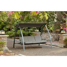 3 Seat Gray Daybed Steel Porch Swing