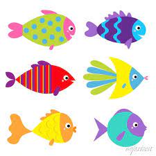 Fish Icon Set Cute Cartoon Kawaii