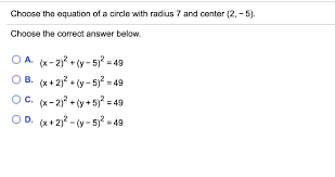 The Equation Of A Circle With Radius 7