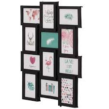Fabulaxe Qi004487 Bk Decorative Modern Wall Mounted Multi Photo Frame Collage Picture Holder For 12 Pictures 4 X 6 Inch Black