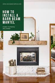 install a floating barn beam mantel