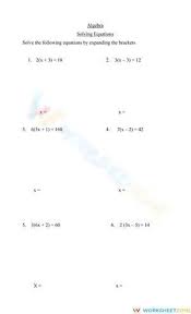 Solving Equations With Brackets Worksheet
