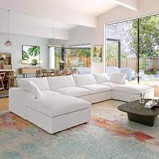 Linen U Shaped Sectional Sofa