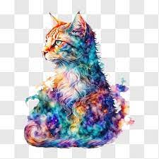 Sky Cat Colorful Cat Art