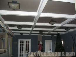 a coffered ceiling with beams