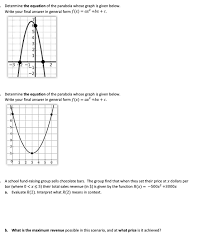 Determine The Equation Of The Parabola
