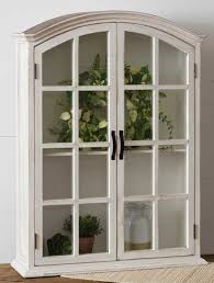Glass Door Farmhouse Cabinet Antique