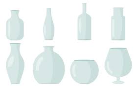 Set Of Minimal Glass Vases In Flat Style
