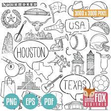 Houston Texas Doodle Icons Texan