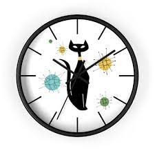 Black Cat And Starburst Wall Clock