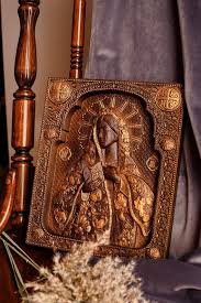 Virgin Mary Icon Wood Carving Orthodox