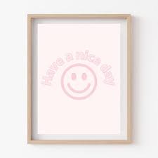 Pink Smiley Face Print