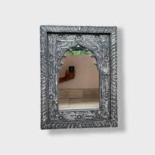 Old Indian Temple Wood Mirror