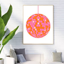 Disco Print Pink And Orange Wall Art