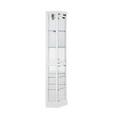 White Lighted Corner Curio Cabinet