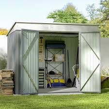 Outdoor Storage Gray Metal Shed