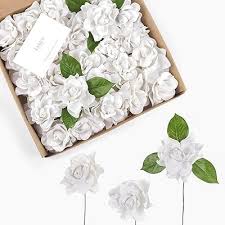 Artificial Flowers 25pcs White Gardenia