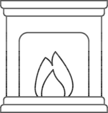 Art Fireplace Icon In Flat Style