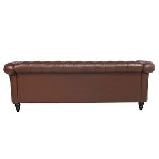 84 In Chesterfield Rolled Arm Leather Rectangle Straight Reclining So