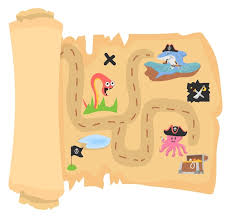 Pirate Treasure Map Icon Cartoon Aged