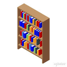 Library Book Shelf Icon Isometric Of