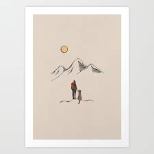 Hiking With Dogs Art Print By Wilder