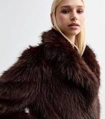 Brown Faux Fur Coat New Look