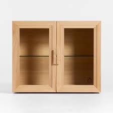 Calypso Natural Wood Glass Door Cabinet