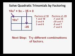Solve Quadratic Trinomials By Factoring