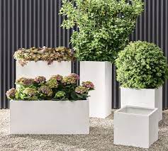 Mission Square Outdoor Planters White