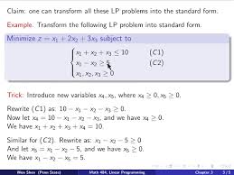 Linear Programming Standard Form