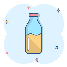 Bottle Milk Icon In Comic Style Flask