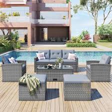 6 Piece Wicker Pe Rattan Patio Outdoor