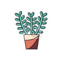 House Lucky Plant Flat Line Vector Icon