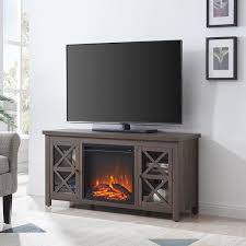 Colton Tv Stand With Log Fireplace Insert Alder Brown