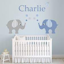 Custom Name Elephants Baby Boy Nursery