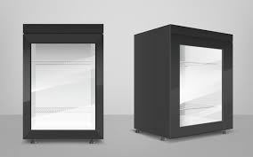 Vector Empty Black Mini Refrigerator