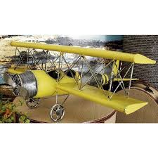 Litton Lane Metal Yellow Airplane Wall