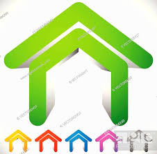 3d House Icon In Six Colors Home