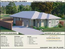 Narrow Lot House Plan 121 M2 Or 1302 Sq