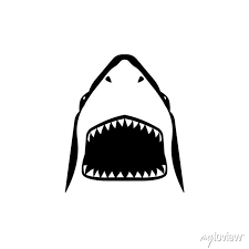 Shark Open Mouth Black And White Icon