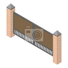 Wood Metal Gates Icon Isometric Of